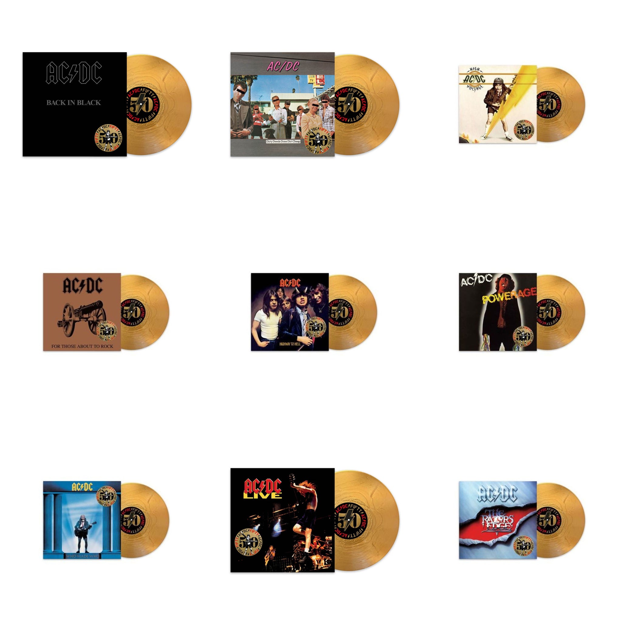 AC/DC 9 LP Bundle - All 9 Gold Vinyl Reissues