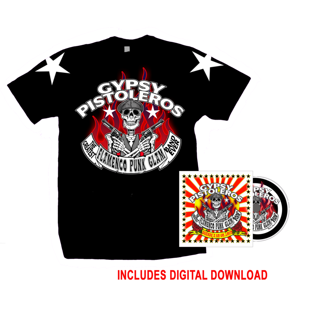 Gypsy Pistoleros "Duende a Go Go Loco" Signed CD, T shirt & Download