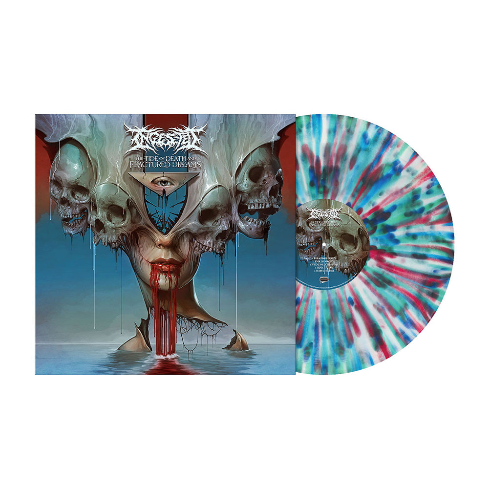 Ingested "The Tide of Death and Fractured Dreams" Transparent White w/ Blue, Green and Red Splatter Vinyl