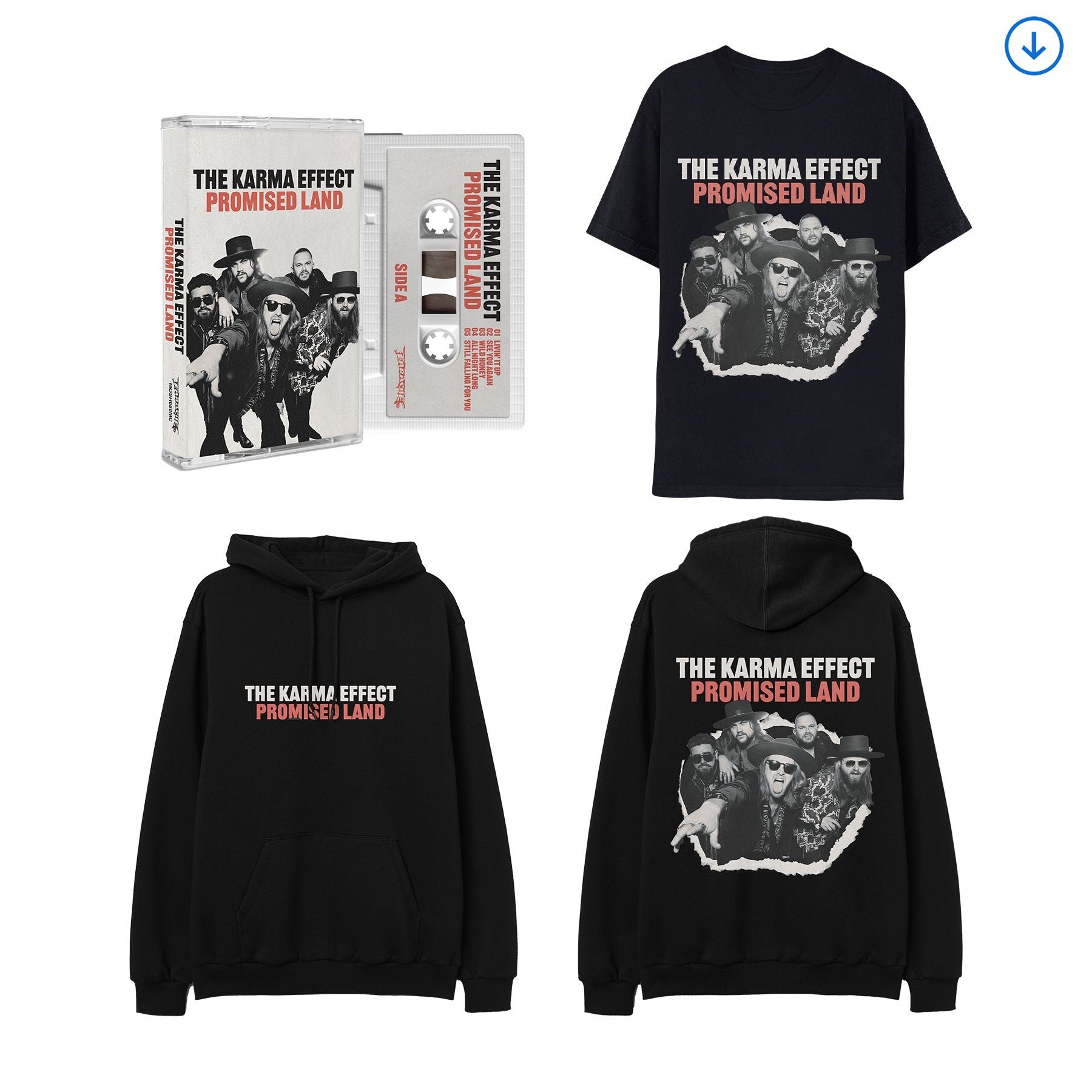 The Karma Effect "Promised Land" Cassette Tape, Download, T shirt and Hoodie