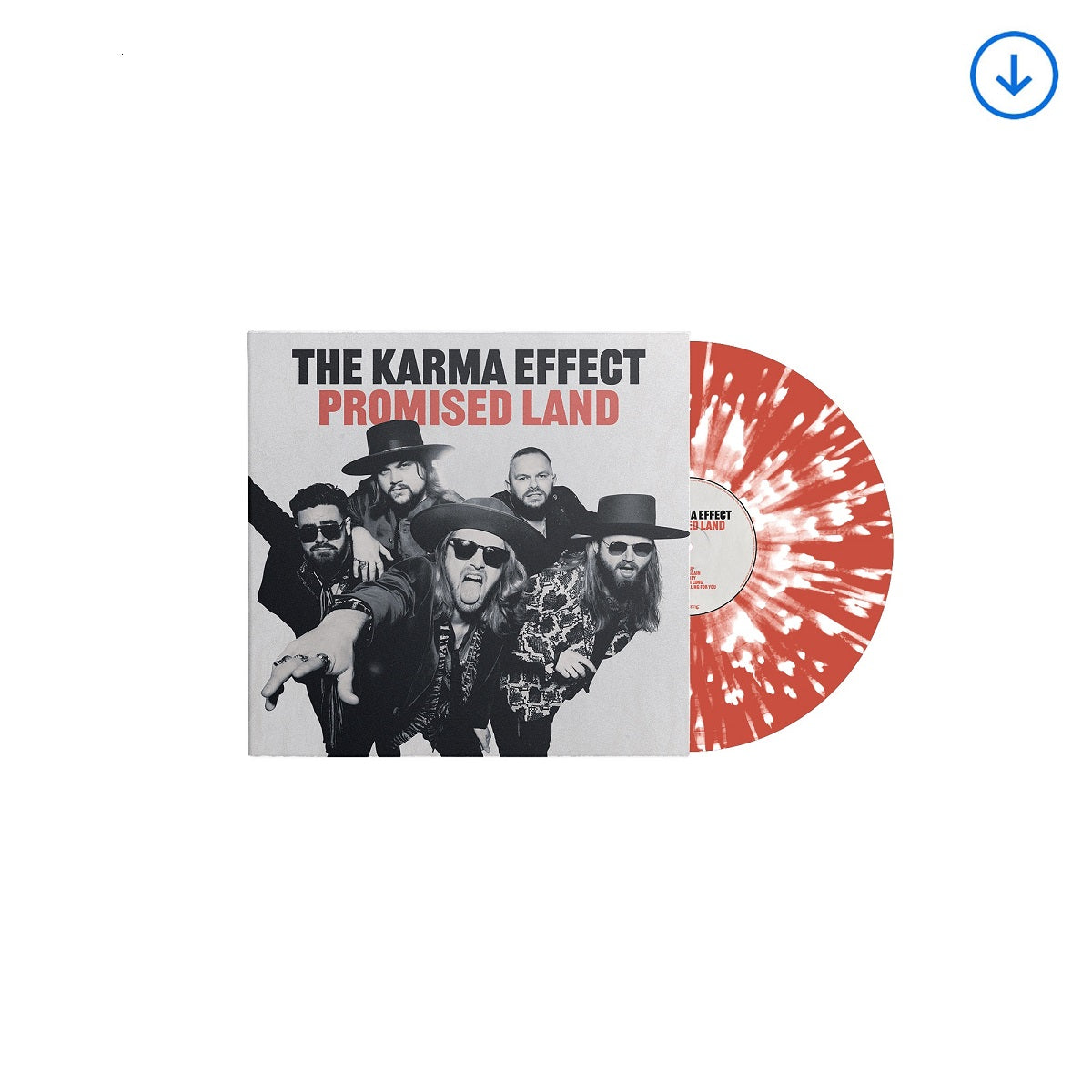 The Karma Effect "Promised Land" Red w/ Heavy White Splatter Vinyl inc. Download (Ltd to 300 copies)