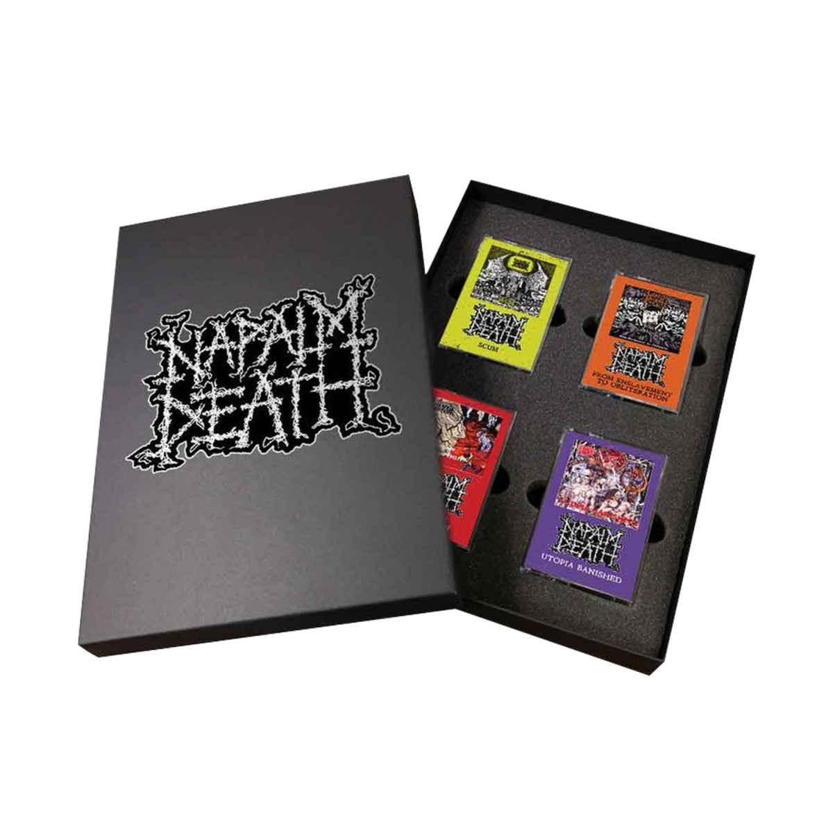Napalm Death "Scum / From Enslavement / Harmony Corruption / Utopia Banished" Cassette Tape Collector's Box