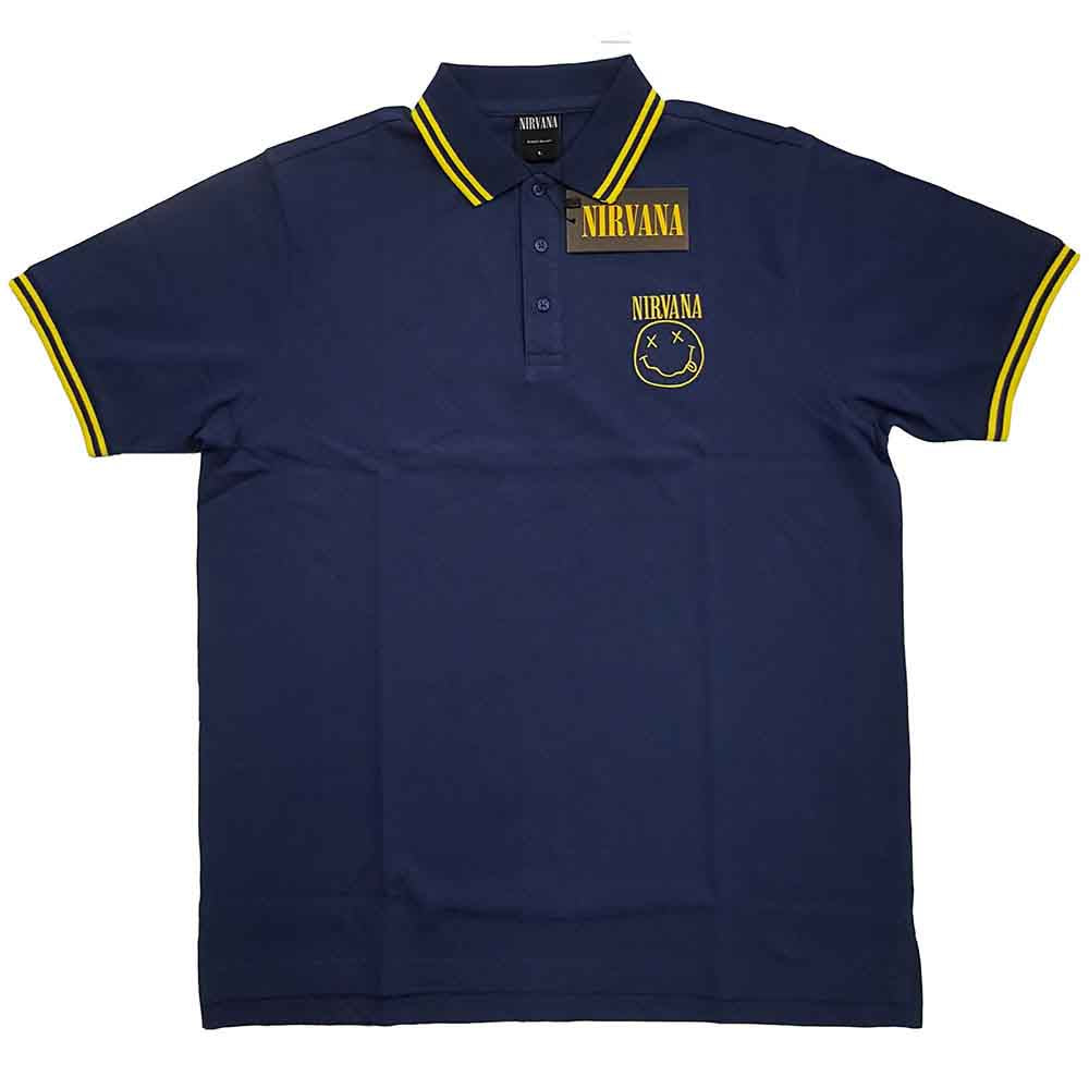 Nirvana "Smiley Logo" Navy Blue Polo Shirt