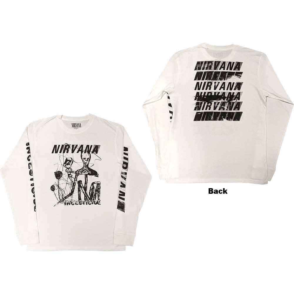 Nirvana "Incesticide" White Long Sleeve T shirt