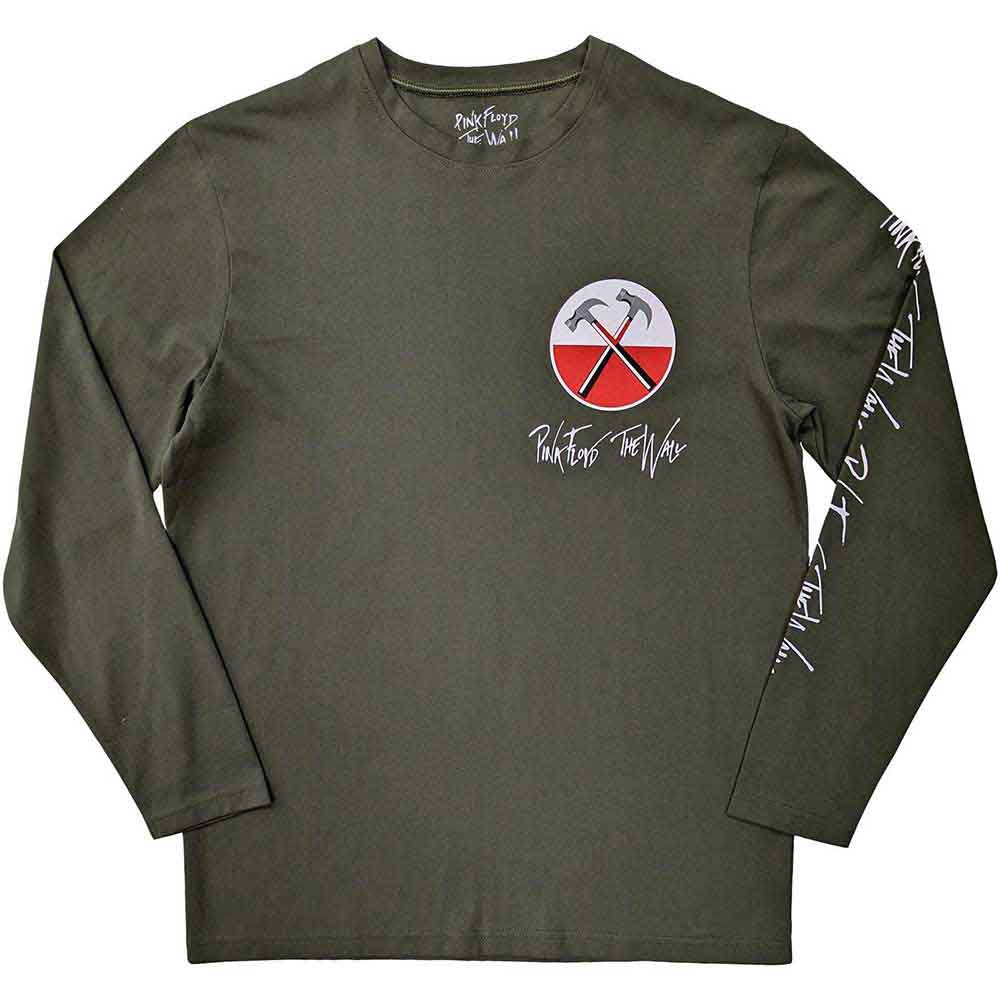 Pink Floyd "The Wall Hammers Logo" Green Long Sleeve T shirt