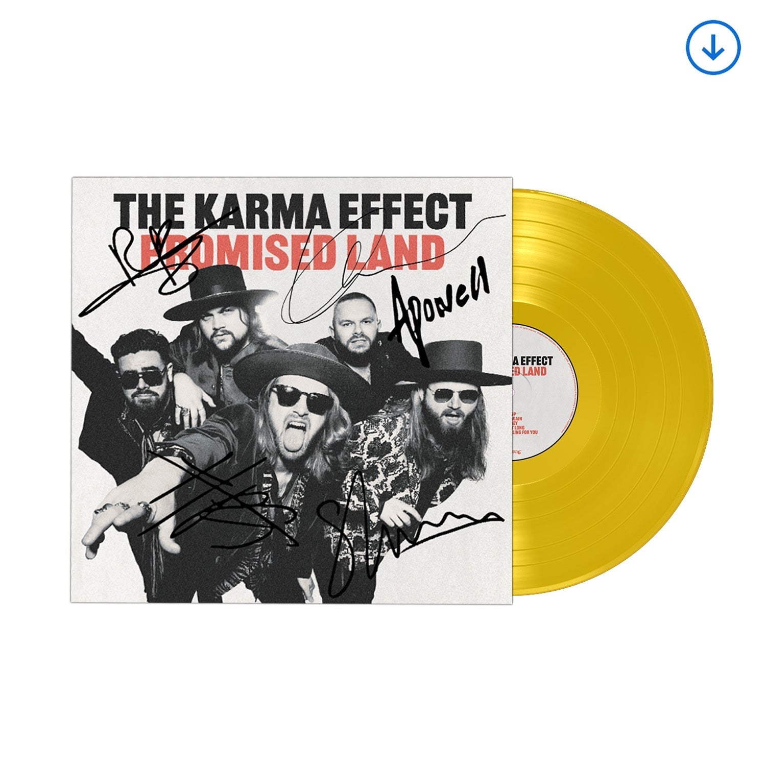 The Karma Effect "Promised Land" SIGNED Yellow Vinyl, plus entry to the Westerham Brewery gig, May 4 2024