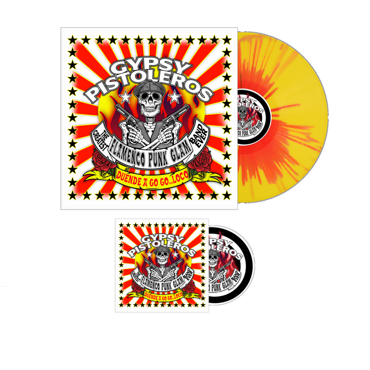 Gypsy Pistoleros "Duende a Go Go Loco" Yellow Splatter Vinyl & Signed CD