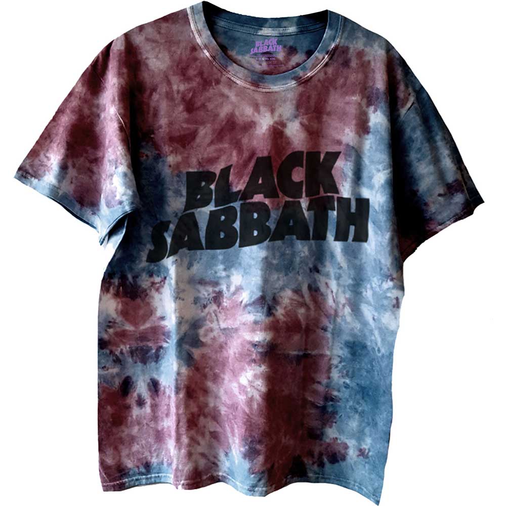 Black Sabbath "Wavy Logo" Blue/Red Dye Wash T shirt