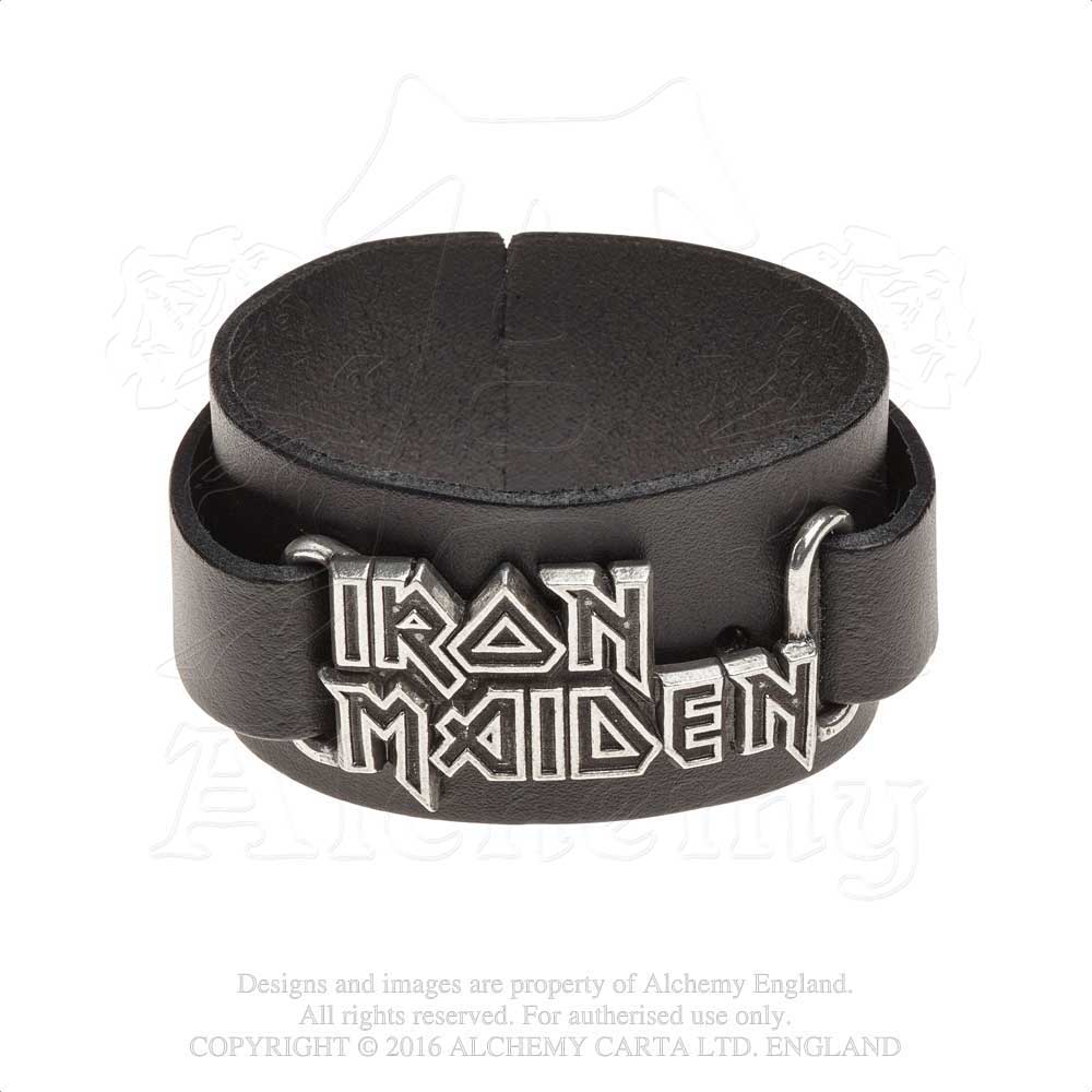 Iron Maiden "Pewter Logo" Leather Wrist Strap