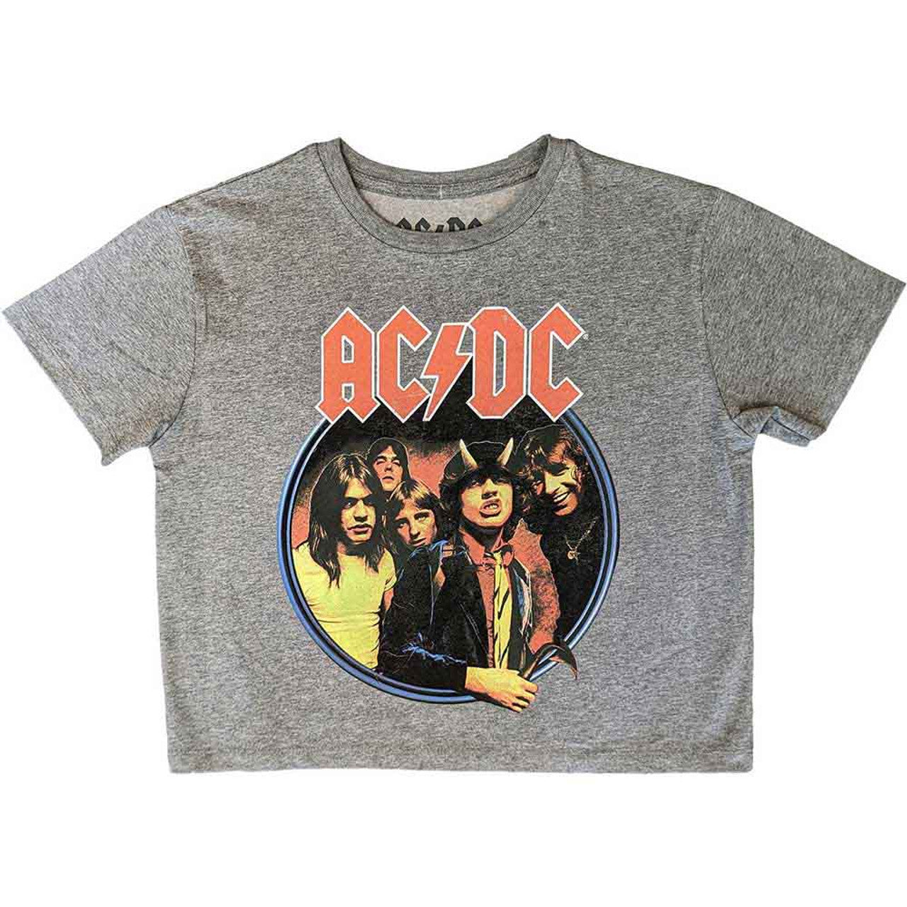 AC/DC "Highway To Hell Circle" Grey Crop Top
