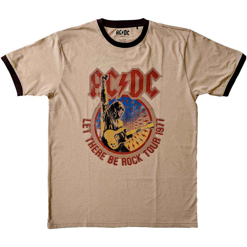 AC/DC "Let There Be Rock Tour 77" Sand Ringer T shirt