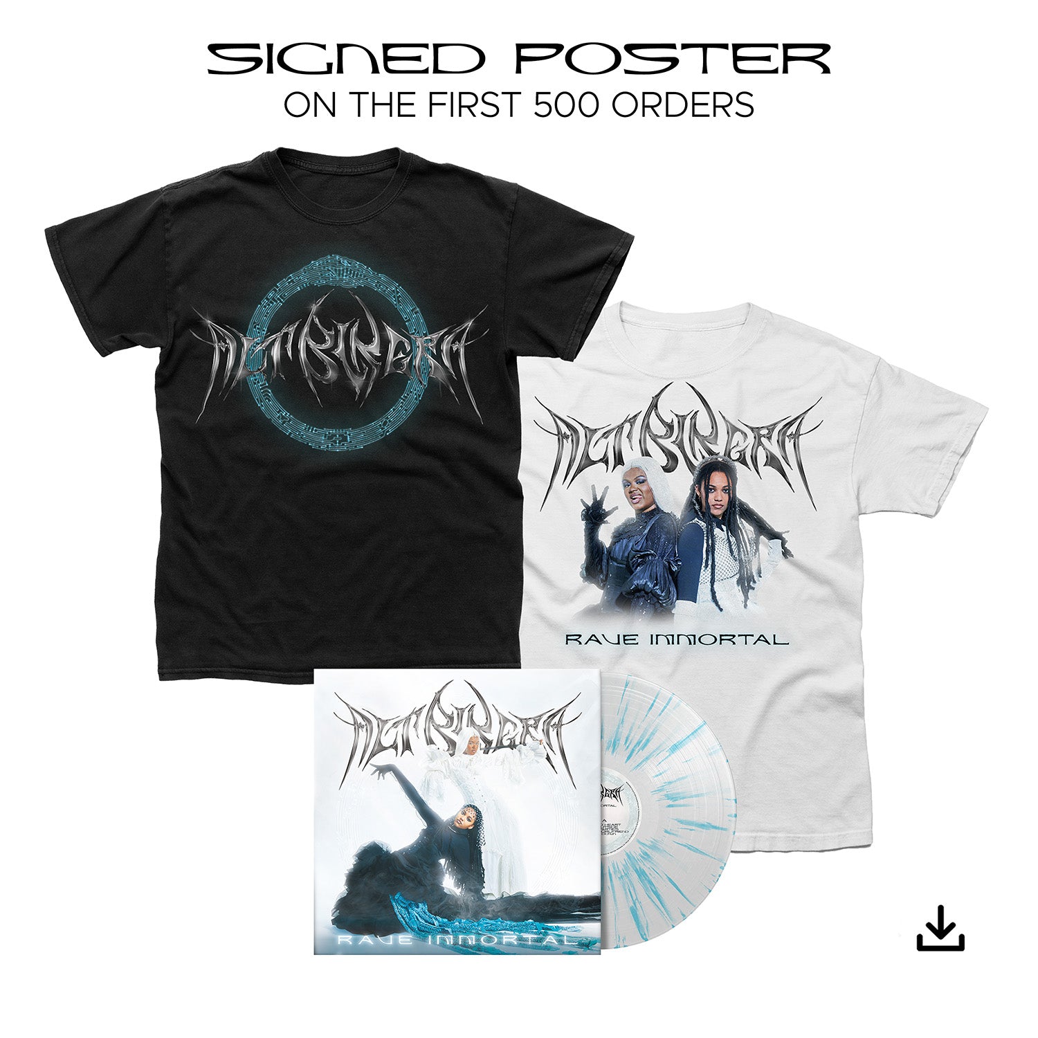 ALT BLK ERA "Rave Immortal" White w/ Blue Splatter Vinyl, Download & Choice of T shirt - PRE-ORDER