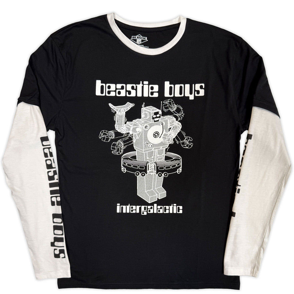 Beastie Boys "Intergalactic Robot" Black / White Layered Long Sleeve T shirt