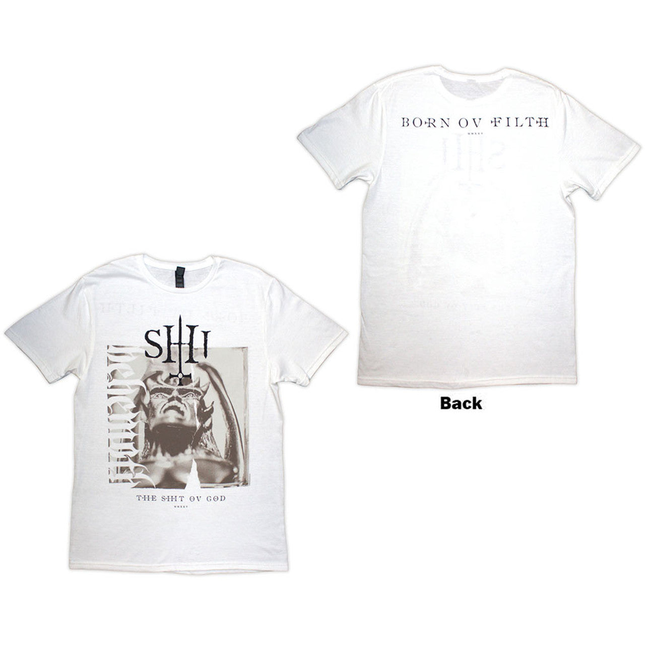 Behemoth "The Shit Ov God - Sepia Parchment" White T shirt