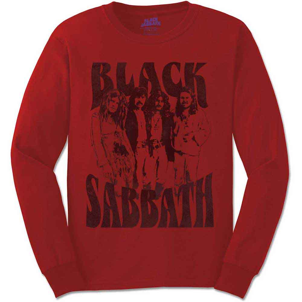 Black Sabbath "Band and Logo" Red Long Sleeve T shirt