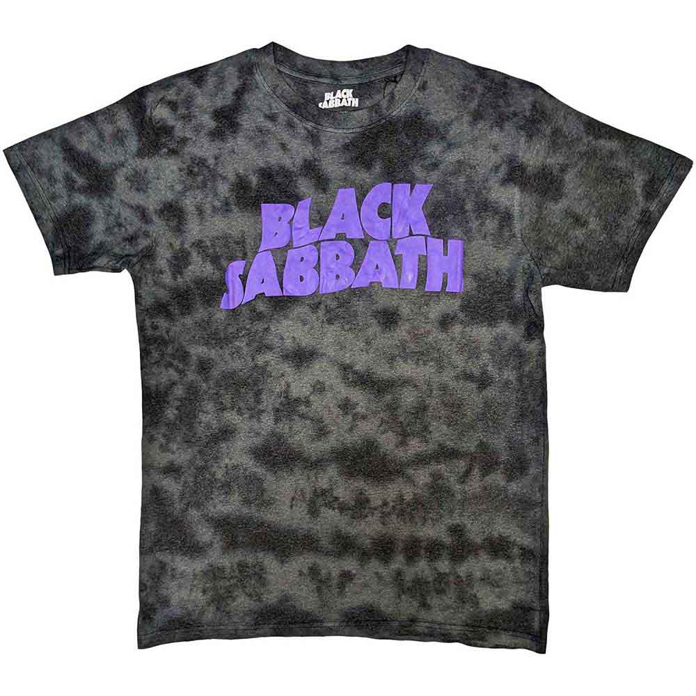 Black Sabbath "Wavy Logo" Black Wash T shirt