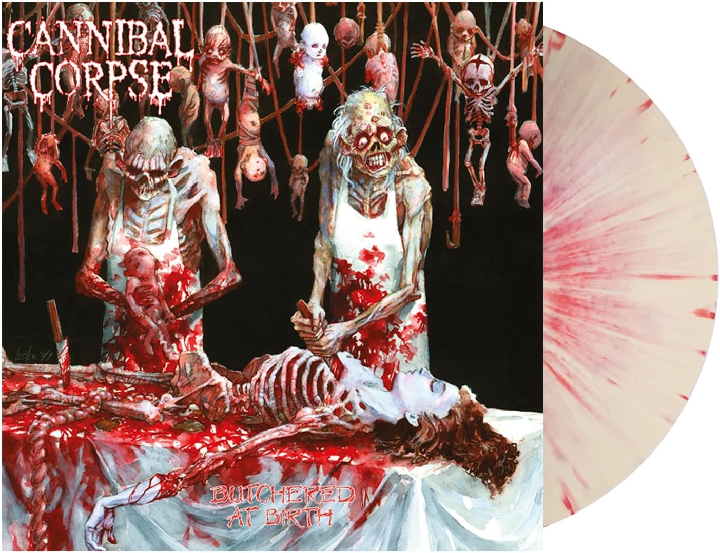 Cannibal Corpse "Butchered At Birth" White w/ Red Splatter Vinyl