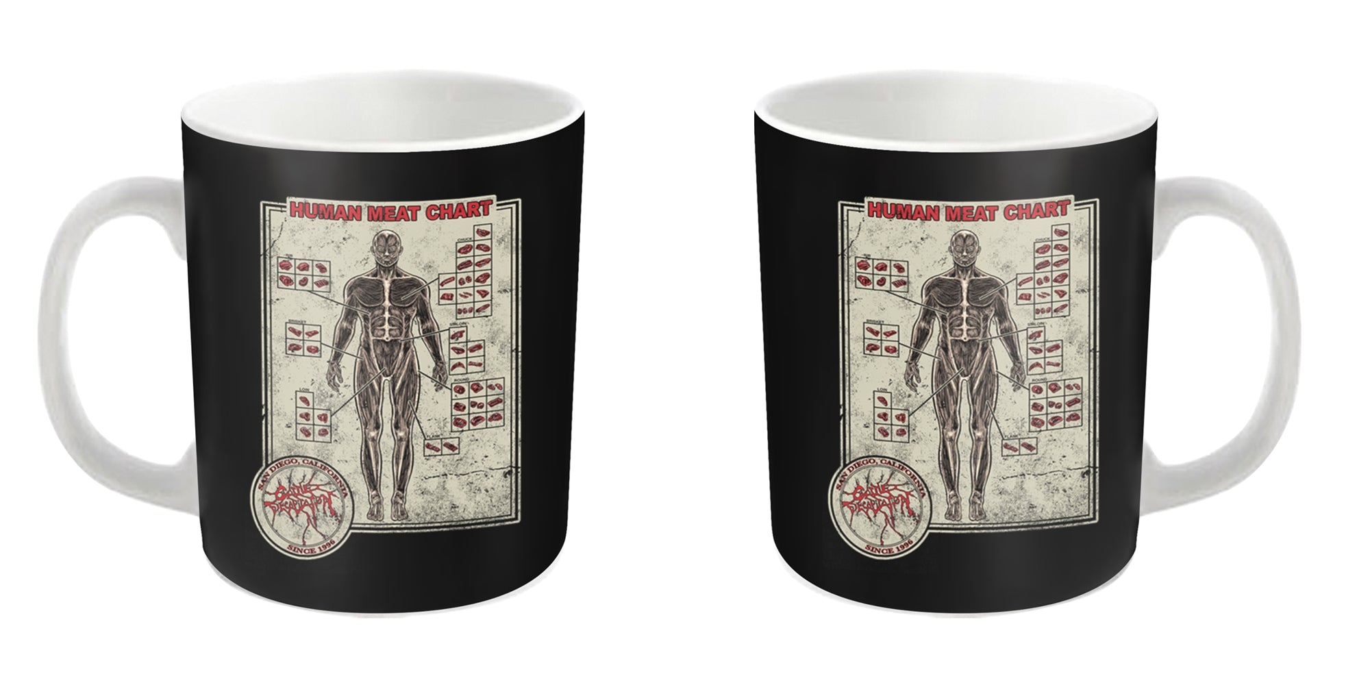 Cattle Decapitation "Human Meat Chart" White Mug