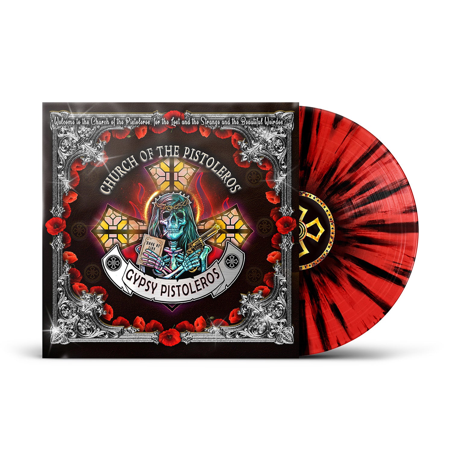 Gypsy Pistoleros "Church Of The Pistoleros" Red with Black Splatter Vinyl & Download (Ltd to 300) - PRE-ORDER