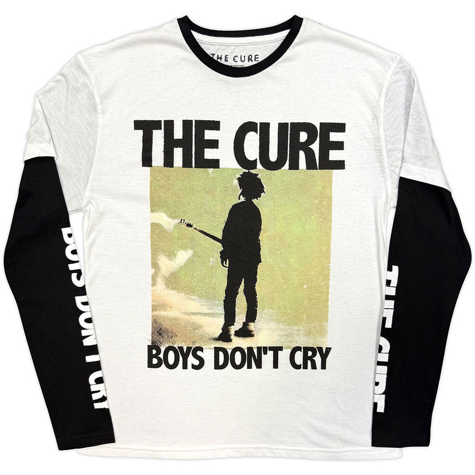The Cure "Boys Don't Cry Box" Black / White Layered Long Sleeve T shirt
