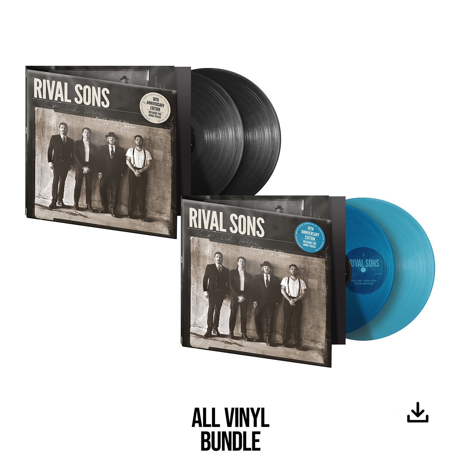 Rival Sons "Great Western Valkyrie - 10th Anniversary Edition" Sky Blue & Black Vinyl Bundle inc. Download - PRE-ORDER