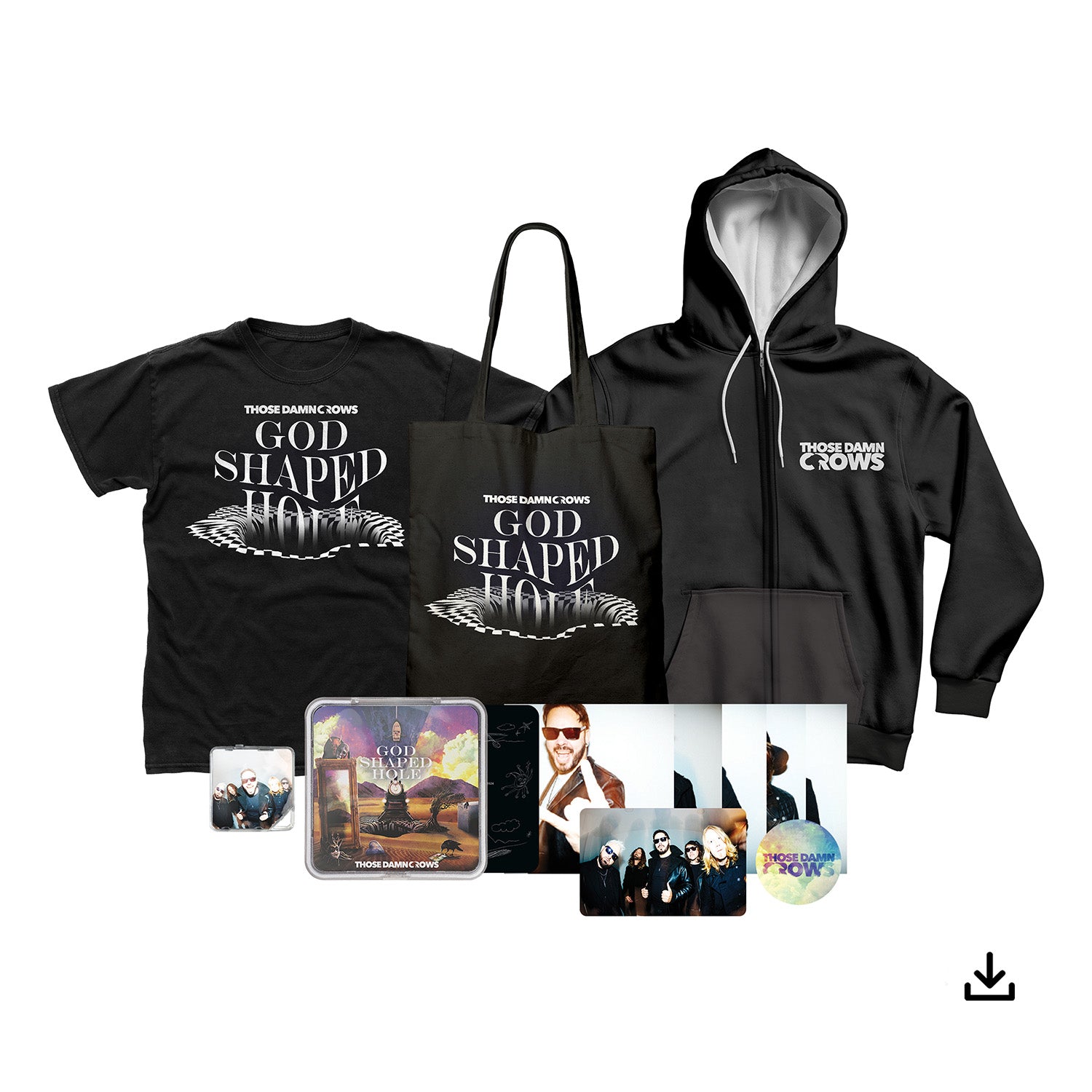 Those Damn Crows "God Shaped Hole" KiT Album, T shirt, Tote Bag, Zip Hoodie & Download - PRE-ORDER