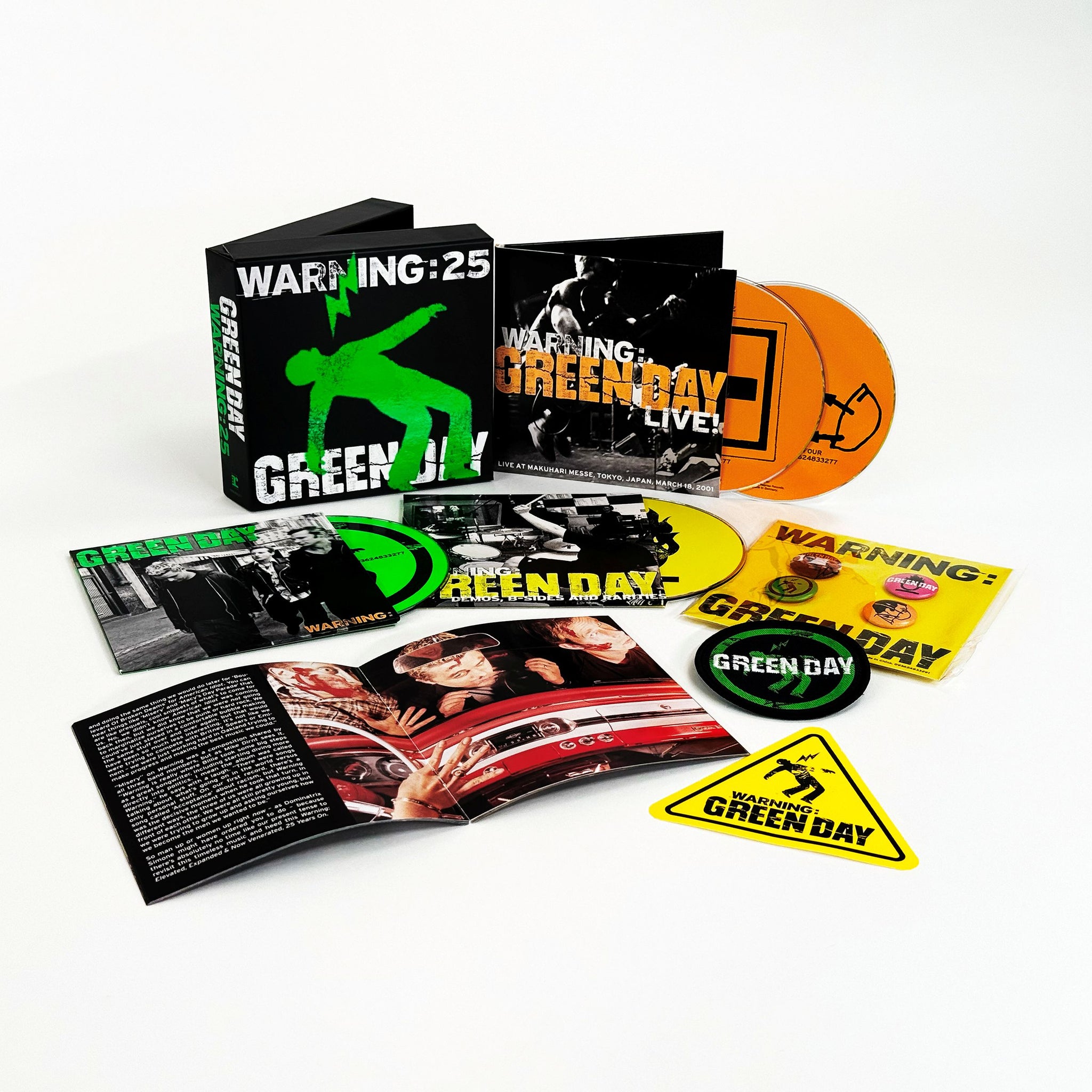 Green Day "Warning" 25th Anniversary 4 CD Box Set w/ Book, Patch, Button Set & Sticker