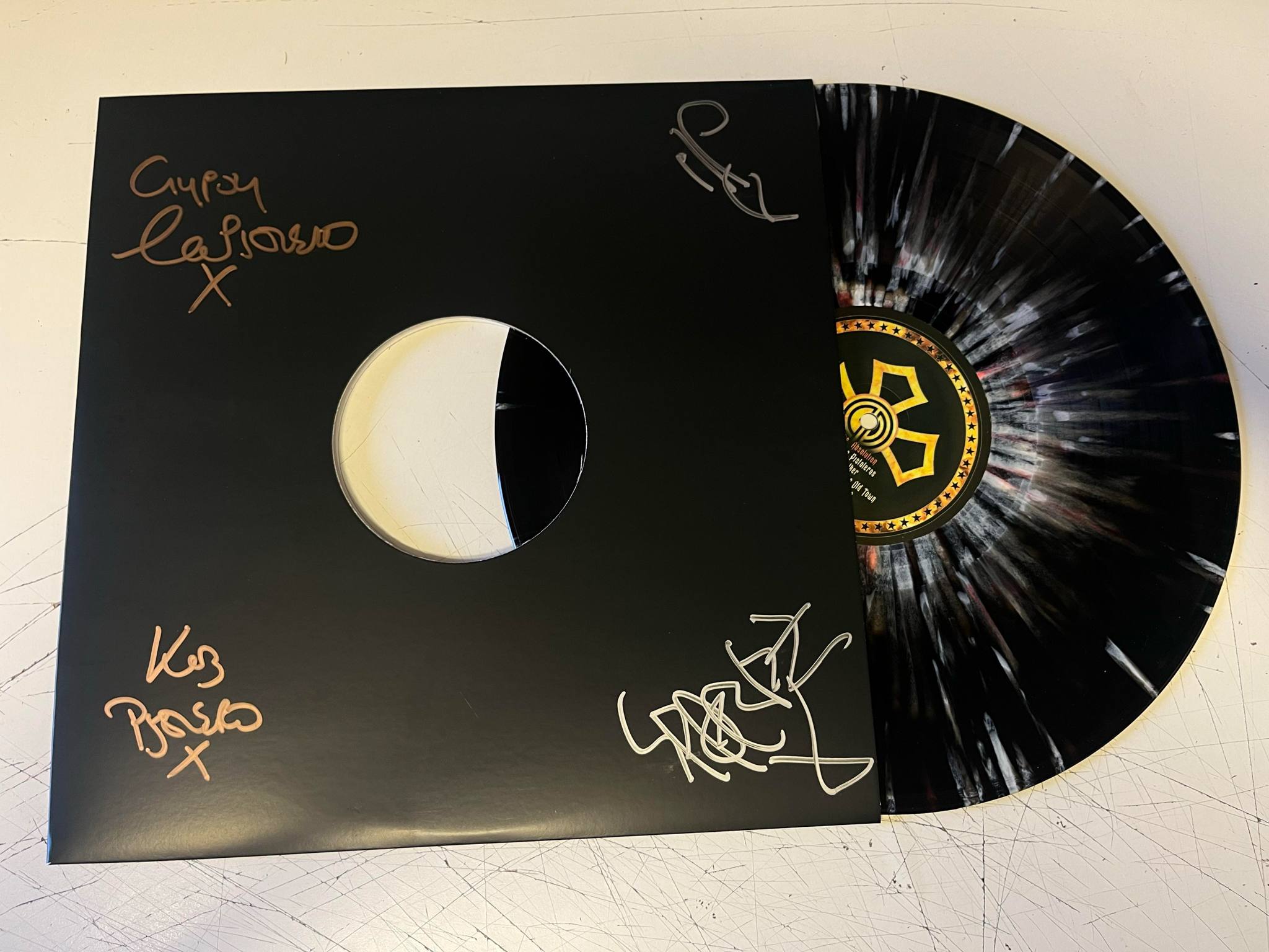 Gypsy Pistoleros "Church Of The Pistoleros" SIGNED Black with Red & White Splatter Vinyl & Download (100 only!) - PRE-ORDER