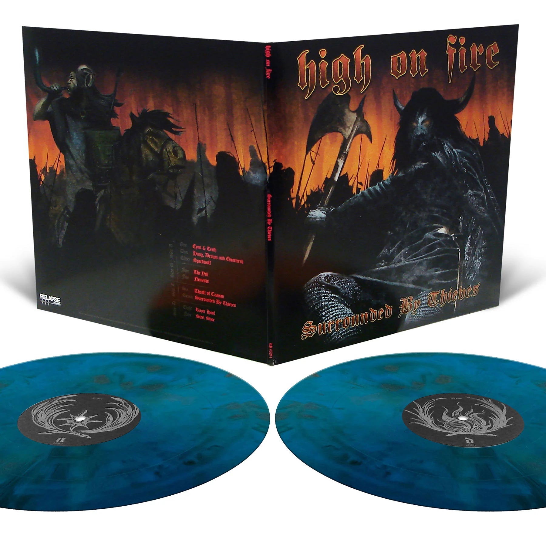 High On Fire "Surrounded By Thieves" Aqua Blue Black Galaxy Vinyl