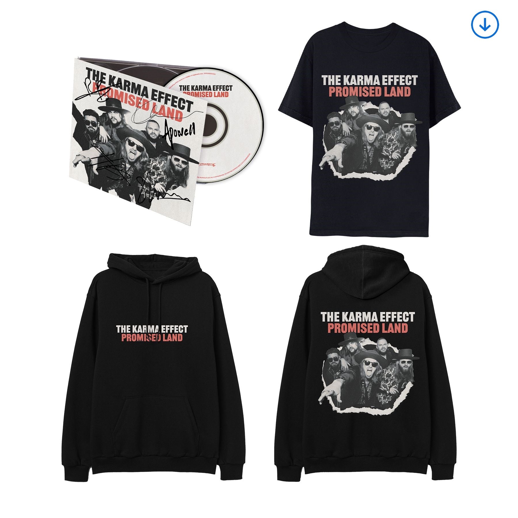 The Karma Effect "Promised Land" Signed CD, Download, T shirt and Hoodie