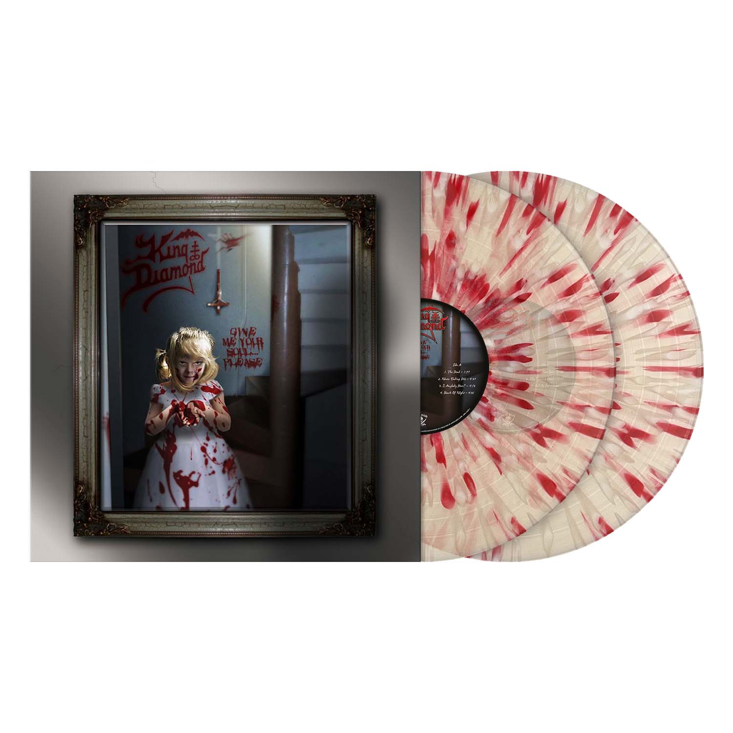 King Diamond "Give Me Your Soul... Please" 2x12"Clear w/ Red & White Splatter Vinyl (Ltd to 500) - PRE-ORDER