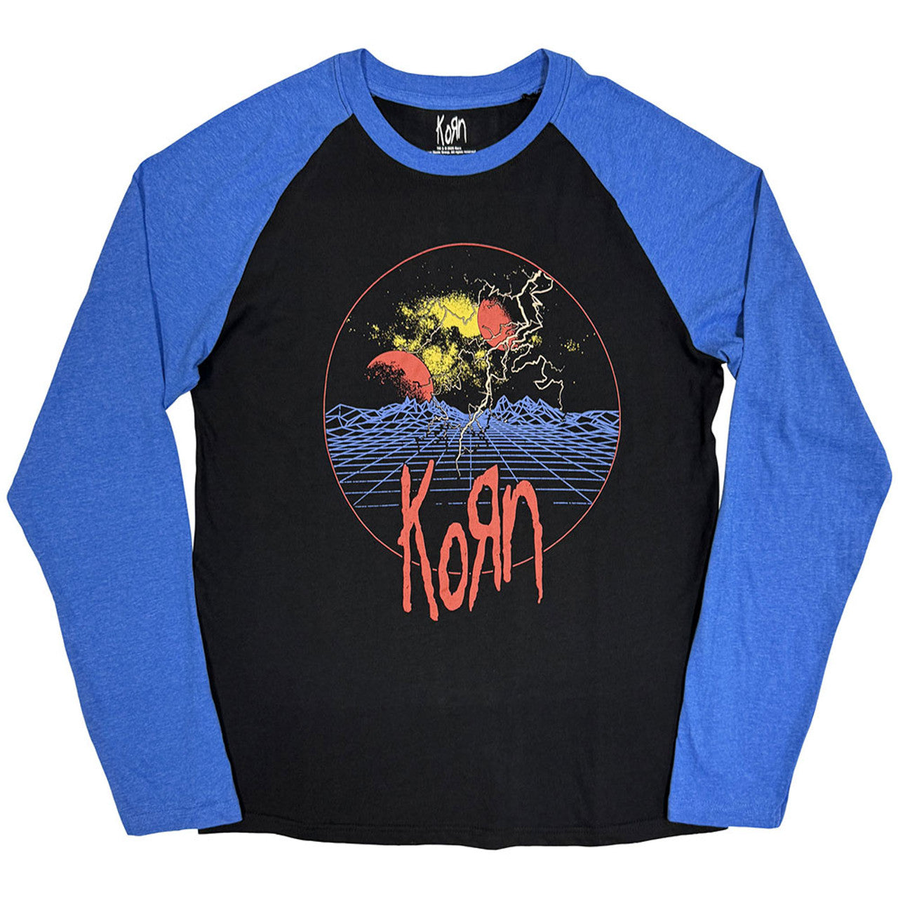 Korn "Wireframe Space" Black / Blue Raglan T Shirt