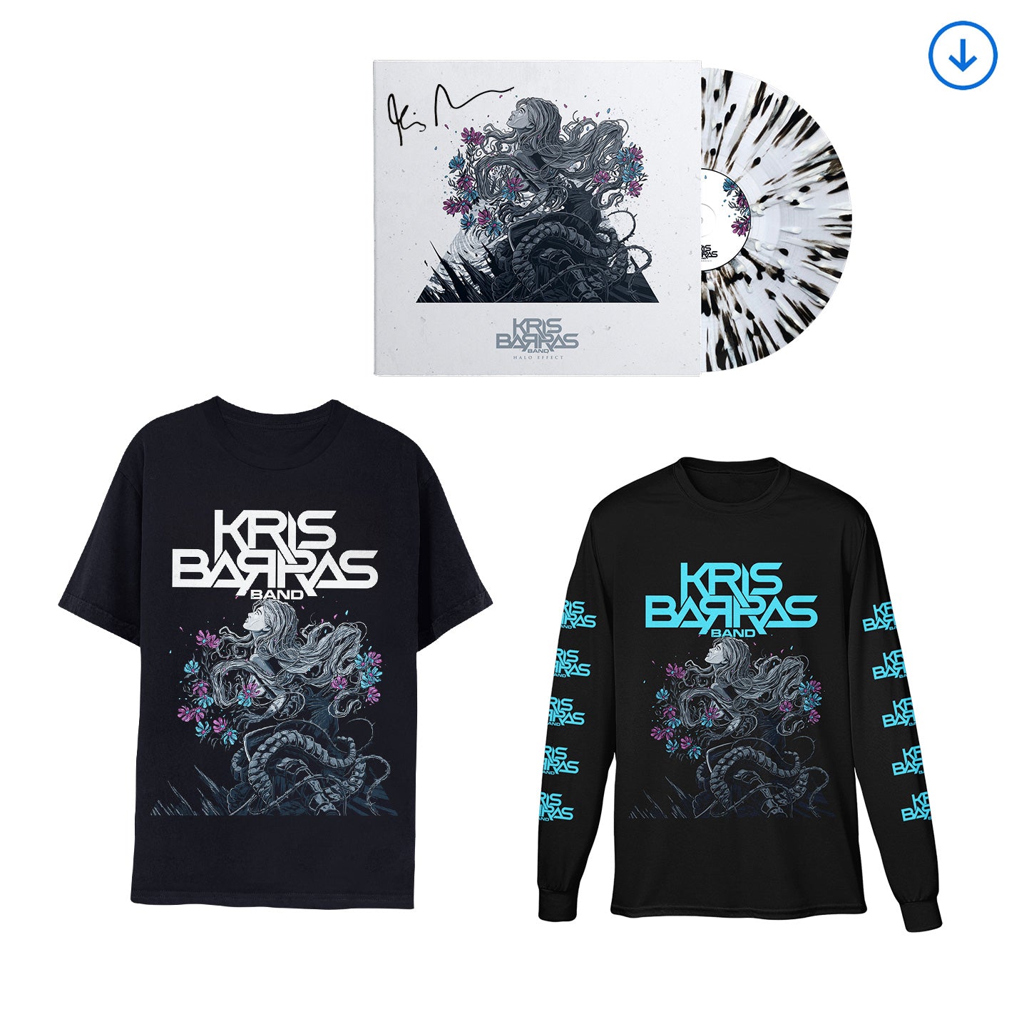 Kris Barras Band "Halo Effect" SIGNED Splatter Vinyl, Download & Short or Long Sleeve T shirt - PRE-ORDER