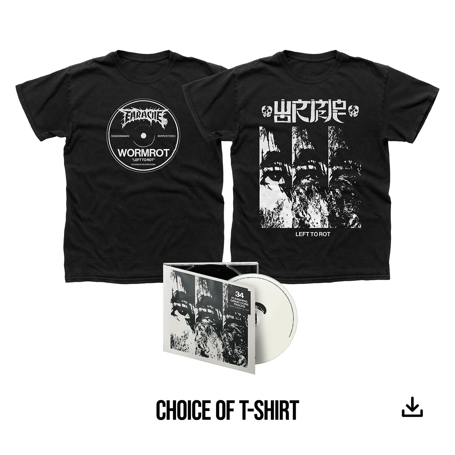 Wormrot "Left To Rot" CD, Choice of T shirt & Download