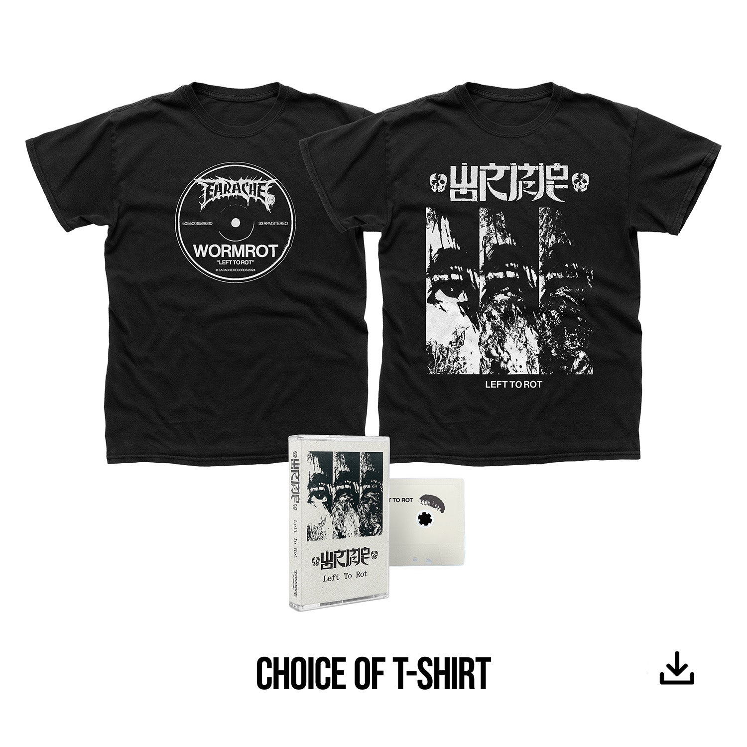 Wormrot "Left To Rot" Cassette Tape, Choice of T shirt & Download - PRE-ORDER