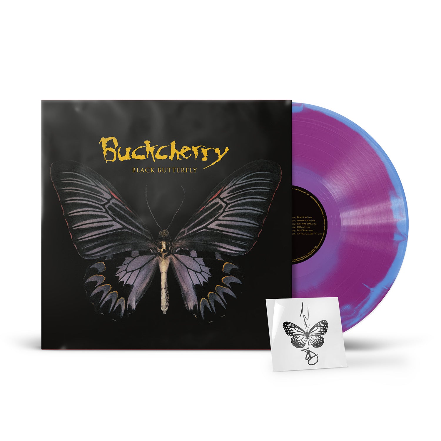 Buckcherry "Black Butterfly" Blue / Purple Merge Vinyl, Download & Temporary Tattoo - PRE-ORDER