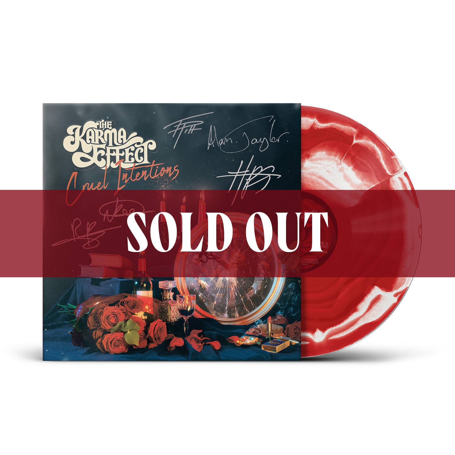 The Karma Effect "Cruel Intentions" SIGNED Red / White Merge Vinyl - PRE-ORDER (Early Bird Price)