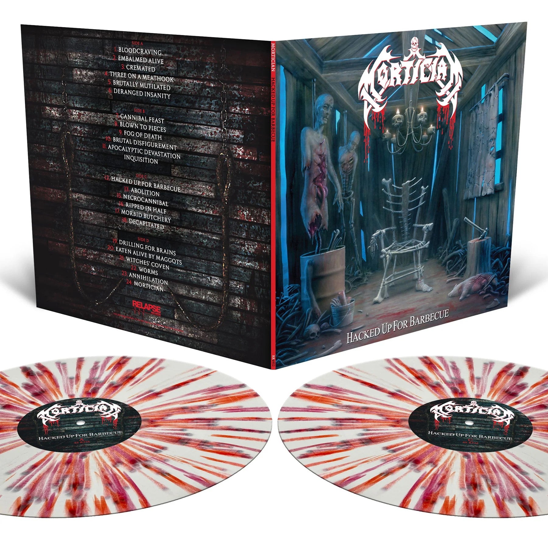 Mortician "Hacked Up For Barbecue" White w/ Splatter Vinyl