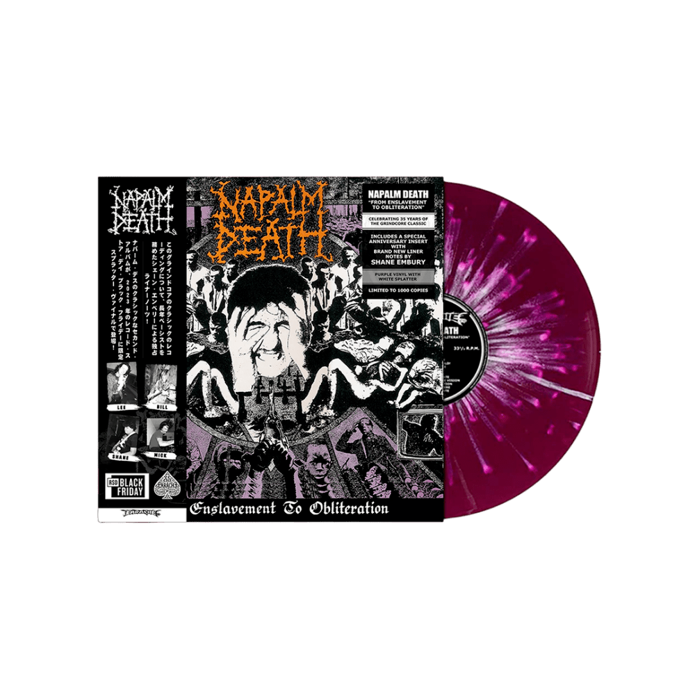 Napalm Death "From Enslavement To Obliteration" FDR Purple / White Splatter Vinyl with OBI Strip (Record Store Day 2023)