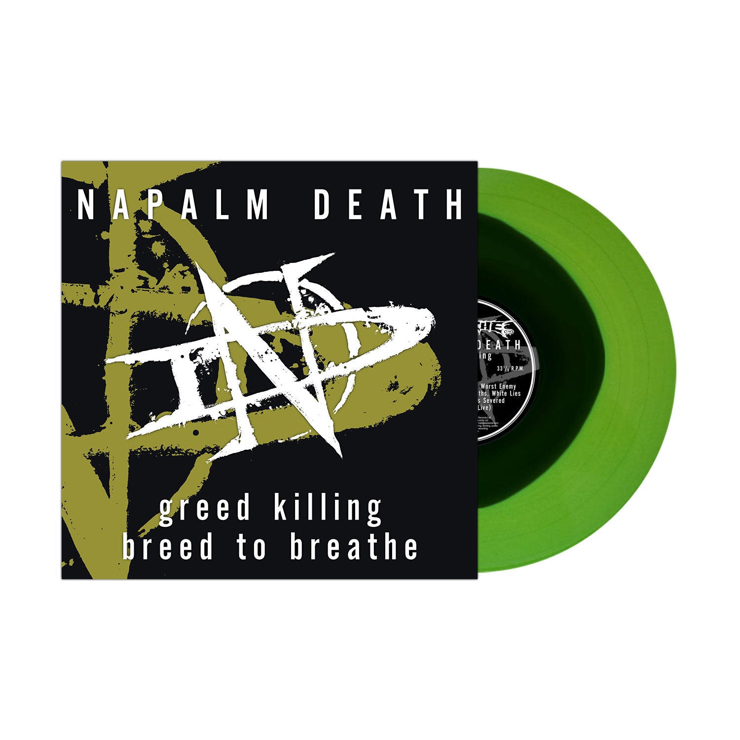 Napalm Death "Greed Killing / Breed To Breathe" Black in Green Vinyl