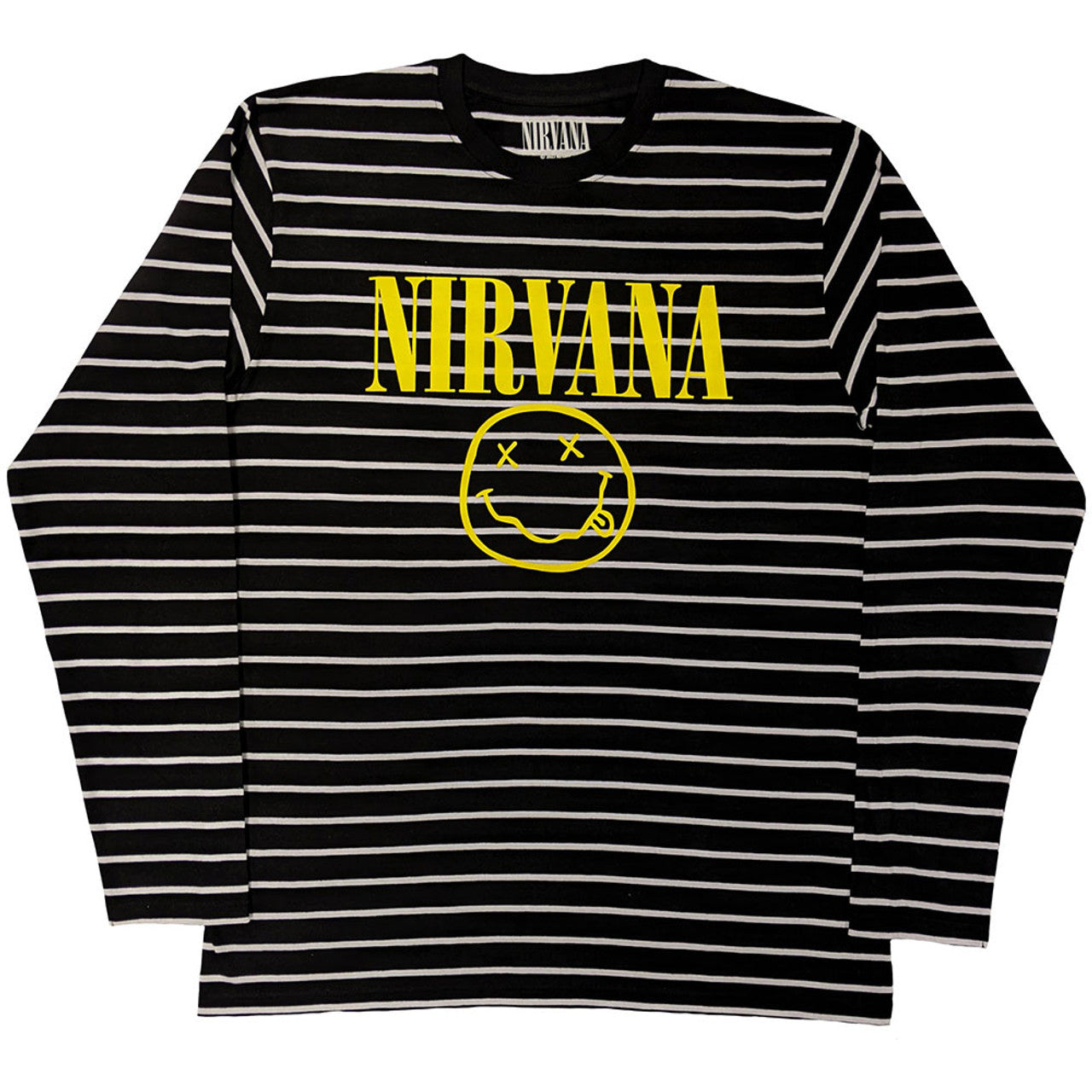 Nirvana "Classic Happy Face" Black & White Striped Sweatshirt