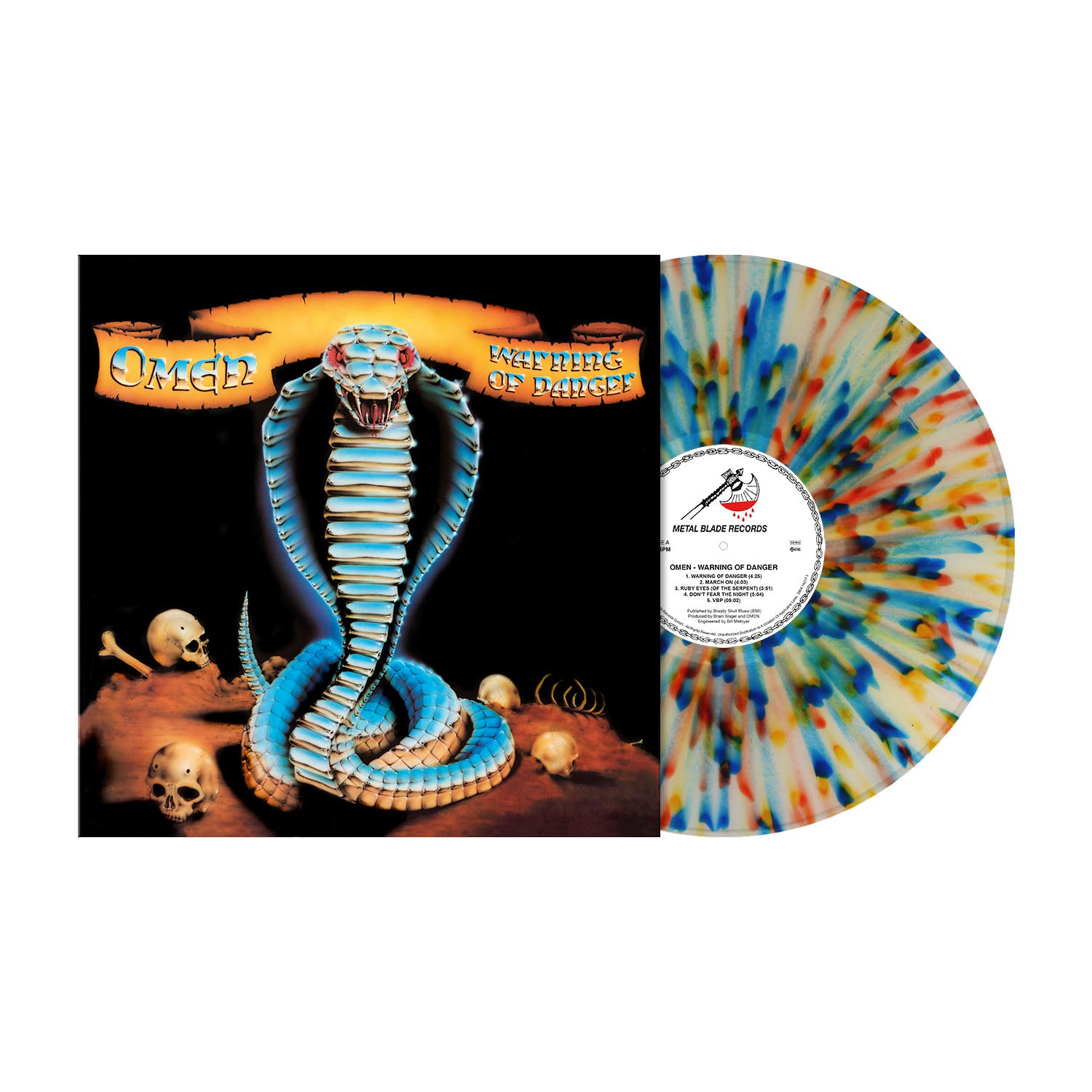 Omen "Warning Of Danger" 40th Anniversary Clear Blue Orange Red Splatter Vinyl (ltd to 500) - PRE-ORDER