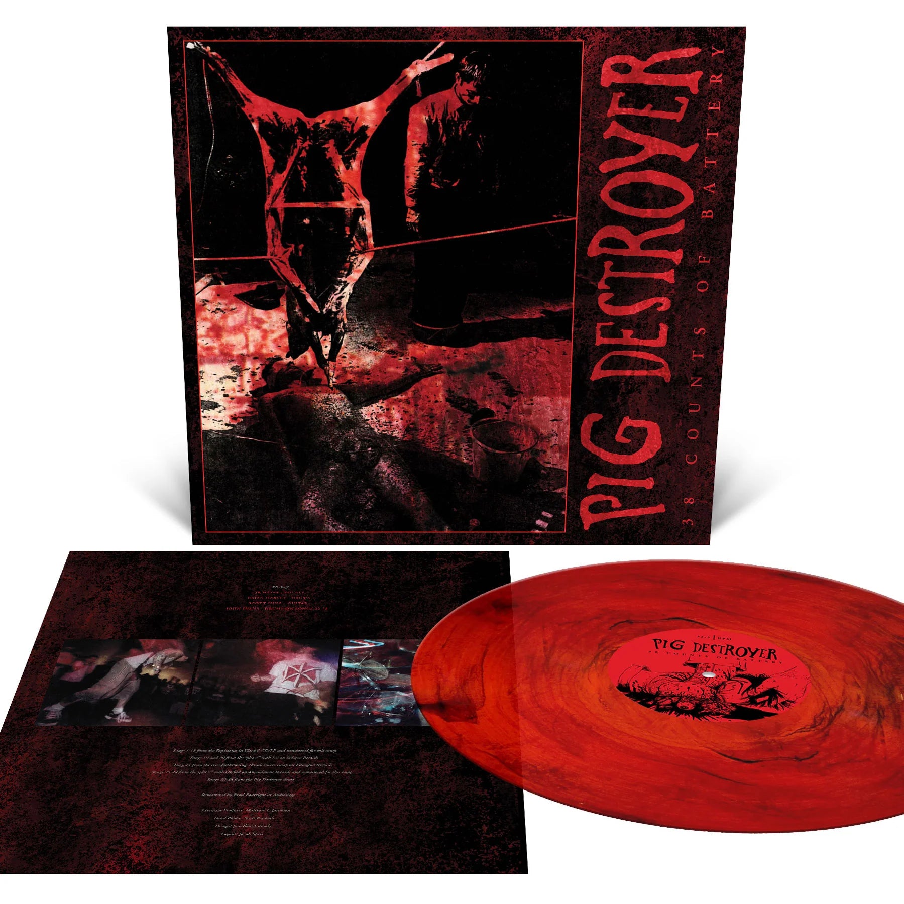Pig Destroyer "38 Counts Of Battery" Red Black Marble Vinyl
