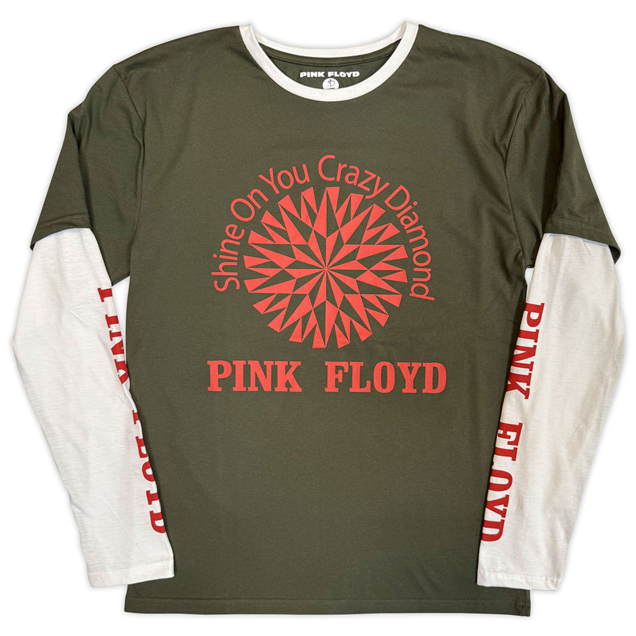 Pink Floyd "Shine On" Green / White Layered Long Sleeve T shirt
