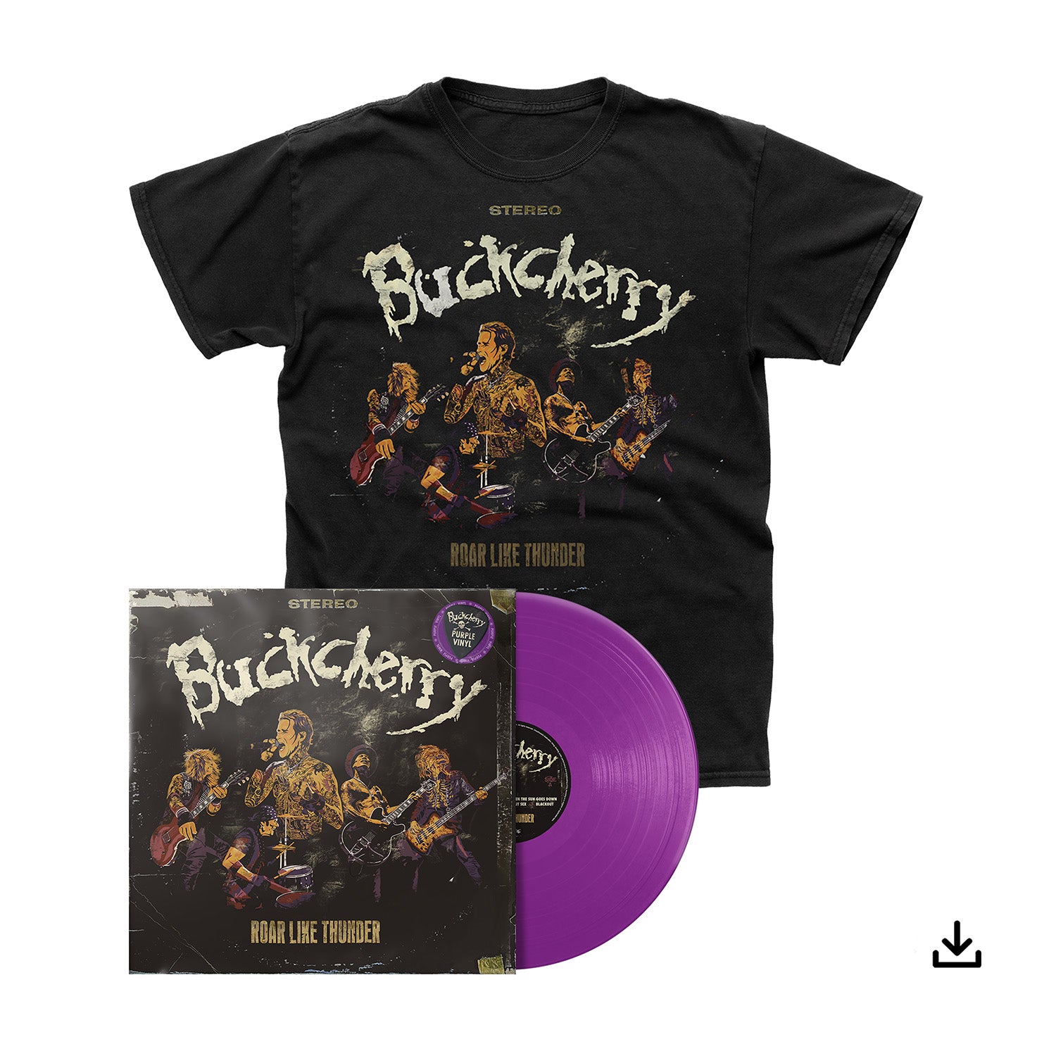 Buckcherry "Roar Like Thunder" Purple Vinyl w/ Hand Signed Photocard, T shirt & Download - PRE-ORDER