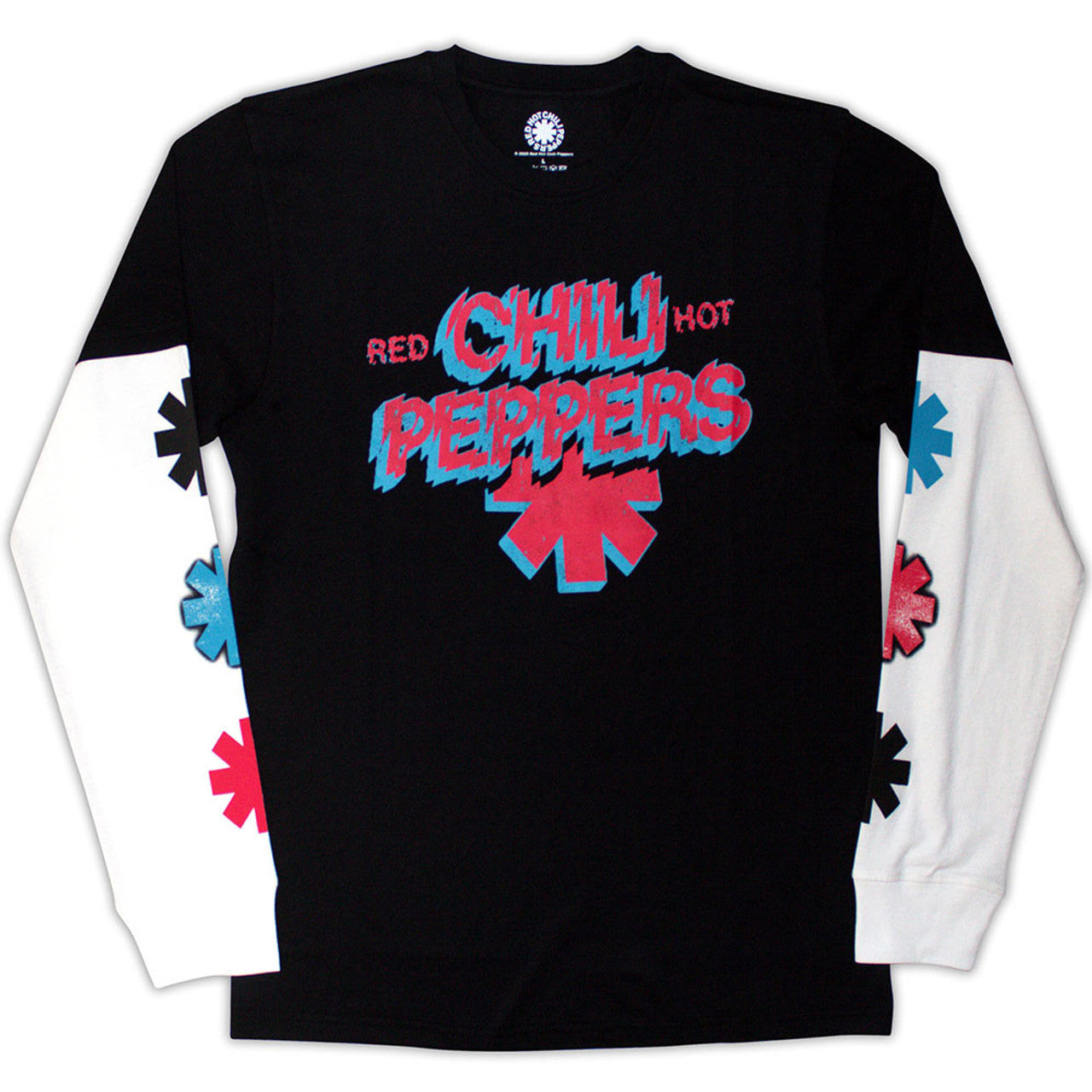 Red Hot Chili Peppers "Shock Logo" Black / White Layered Long Sleeve T shirt