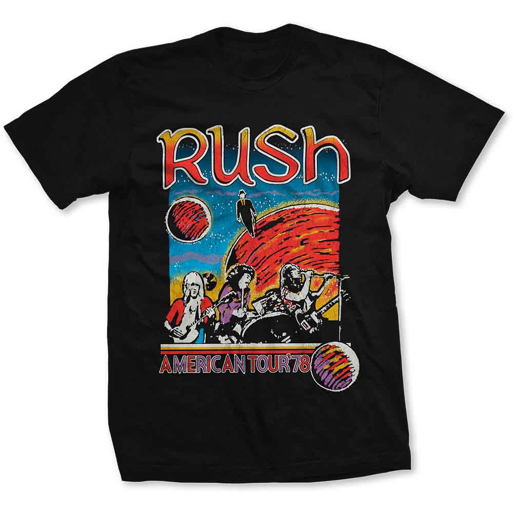 Rush T Shirt American Tour 1977 Band Logo nieuw Officieel Mannen Sports Grijs
