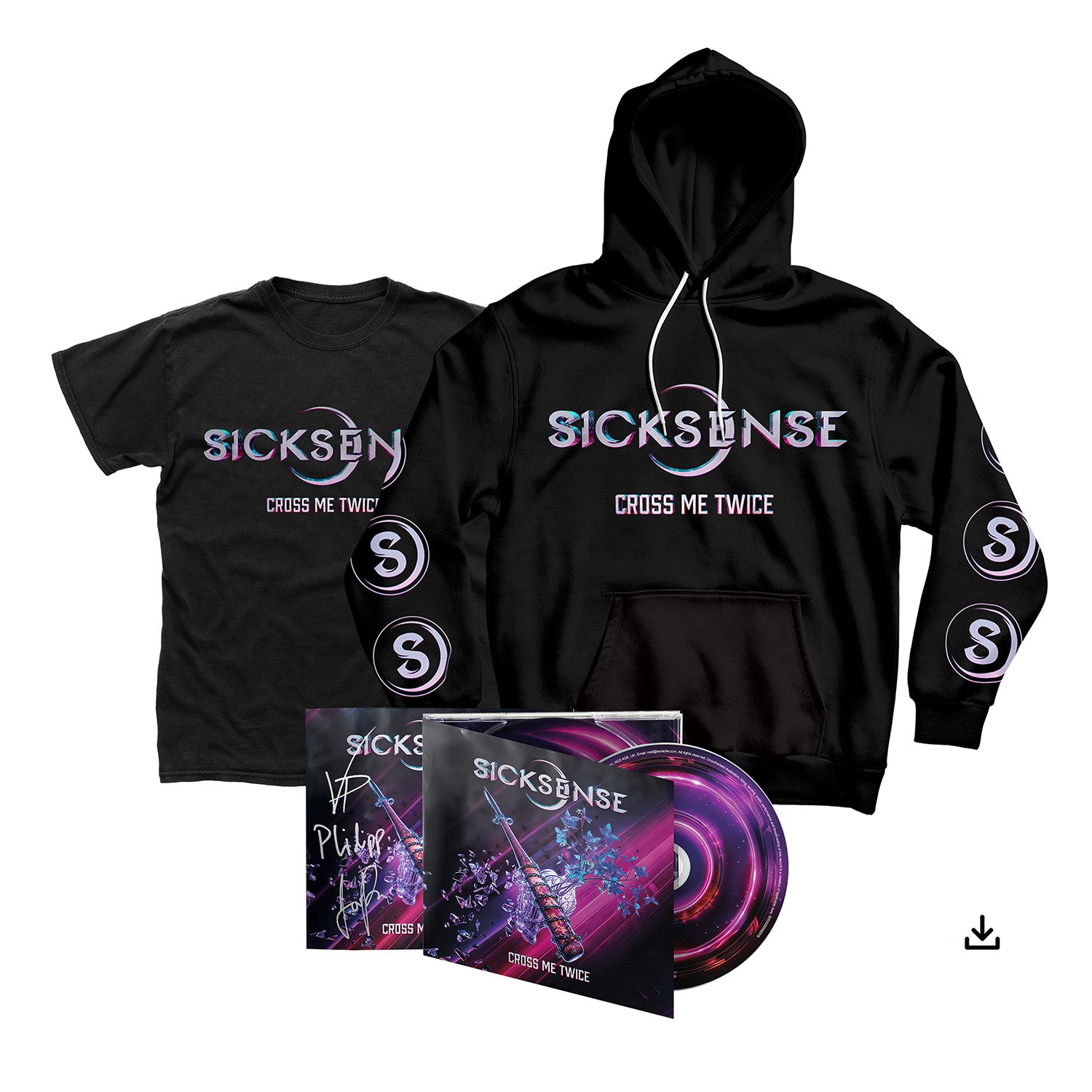 Sicksense "Cross Me Twice" Signed CD, T shirt, Hoodie & Download - PRE-ORDER