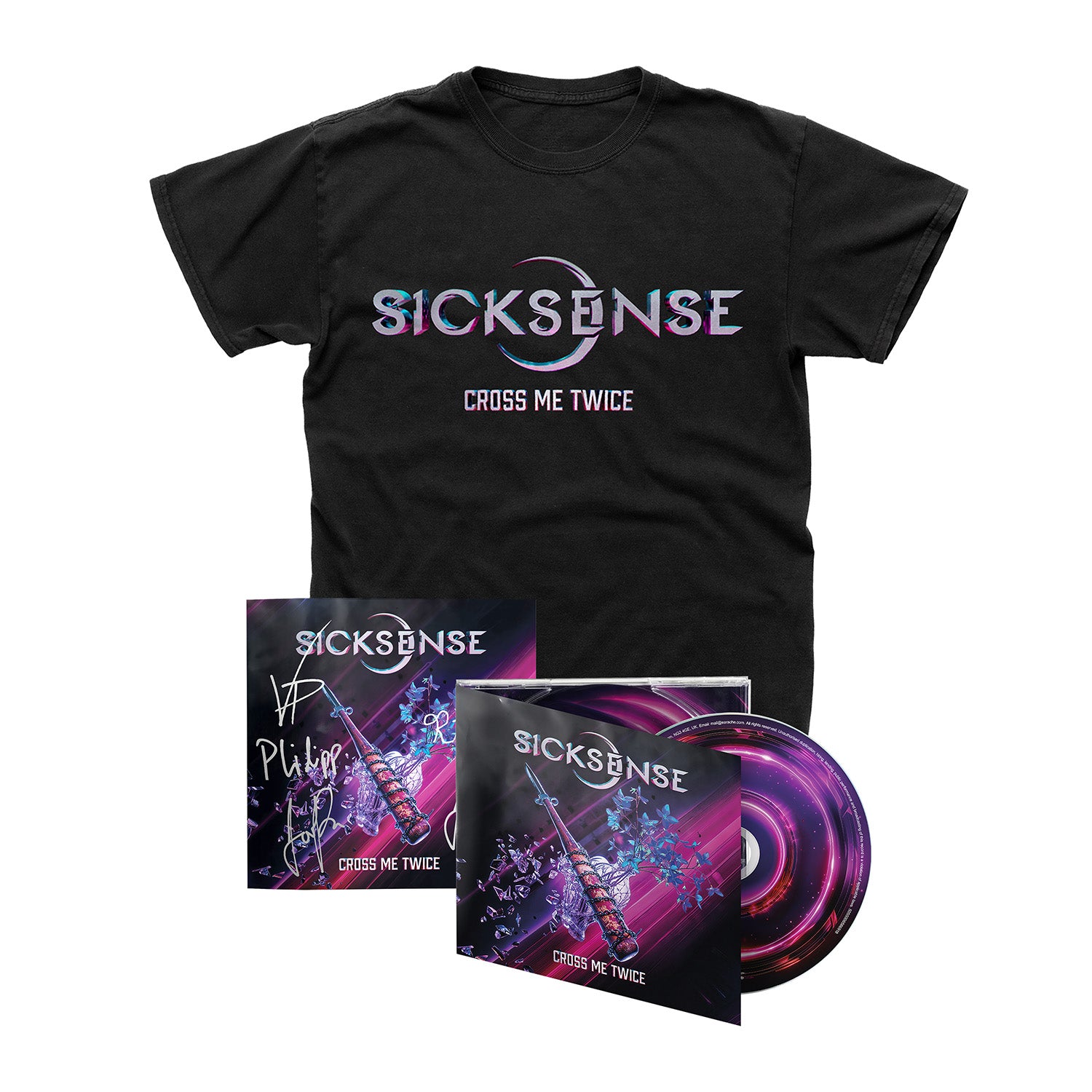 Sicksense "Cross Me Twice" Signed CD, T shirt & Download - PRE-ORDER