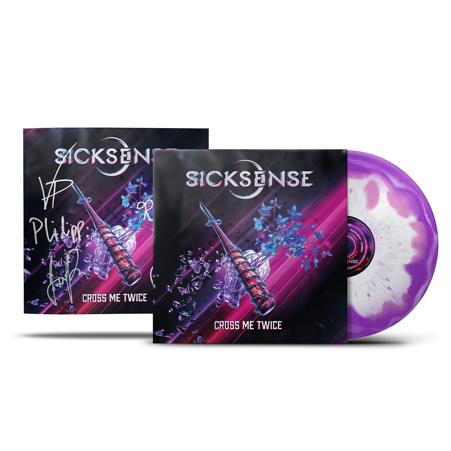 Sicksense "Cross Me Twice" White / Purple Merge Vinyl w/ SIGNED Booklet & Download - PRE-ORDER